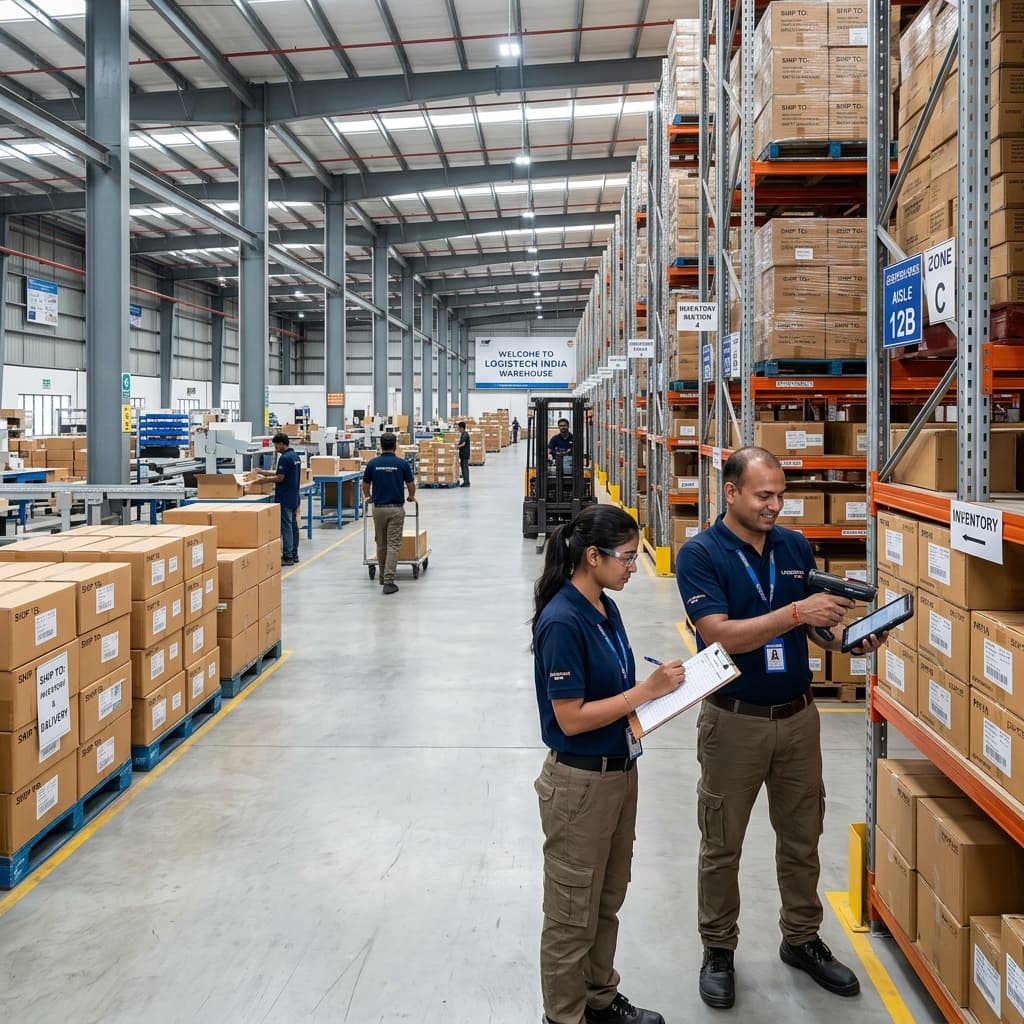 Modern Indian logistics warehouse for lubricant distribution