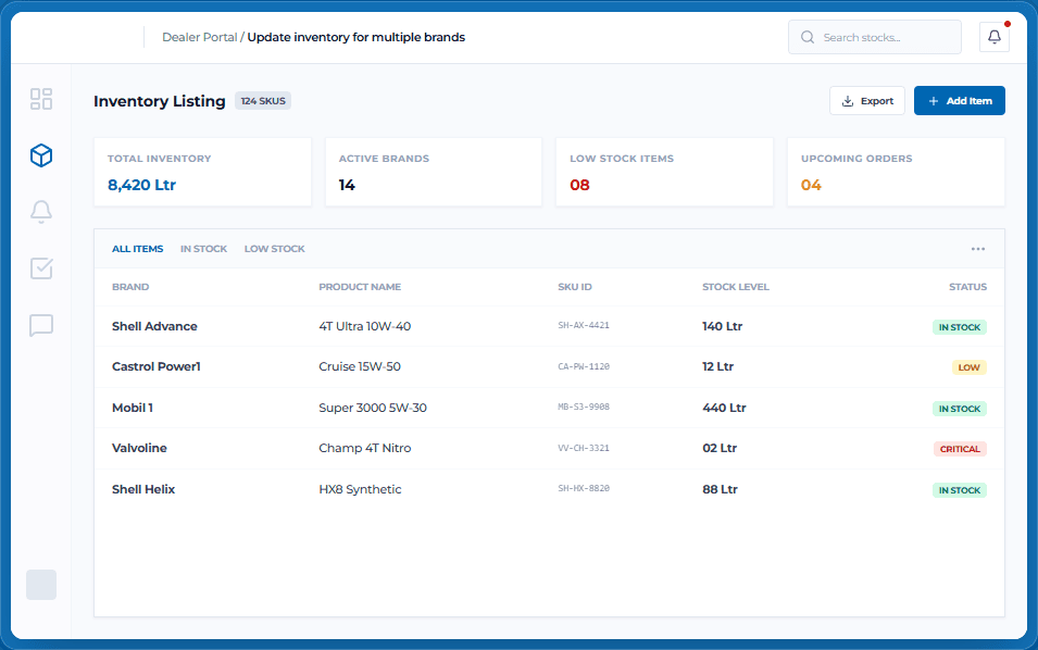 Dealer portal inventory listing preview
